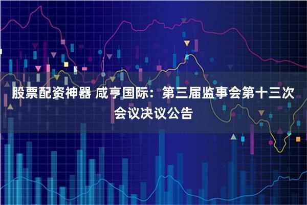 股票配资神器 咸亨国际：第三届监事会第十三次会议决议公告